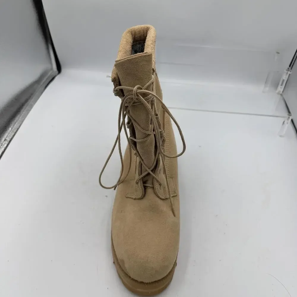 Suede Military Combat Boots Mens Size 6.5 Beige Vibram Mid Calf Lined Work